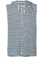 Engineered Garments Striped Sleeveless Hoodie, Men's, Size: Medium, Blue, Cotton