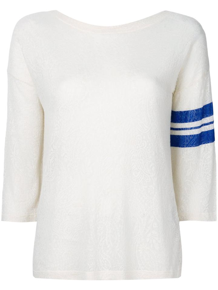 Bellerose Contrast-sleeve Embroidered Top - White