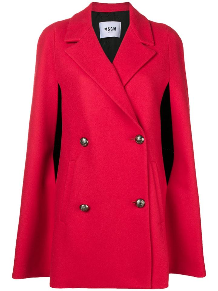 Msgm Double Breasted Cape - Red