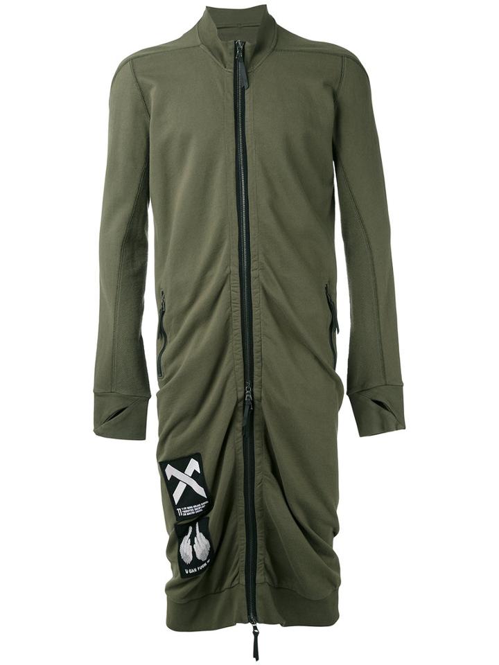11 By Boris Bidjan Saberi - Embroidered Back Long Cardigan - Men - Cotton - M, Green, Cotton