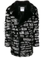Moschino Print Patch Safety Pin Coat - Black