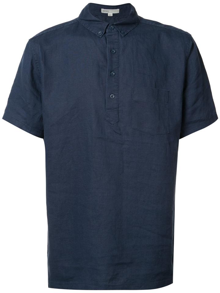 Onia Josh Pull-over Linen Shirt, Men's, Size: Xl, Blue, Linen/flax