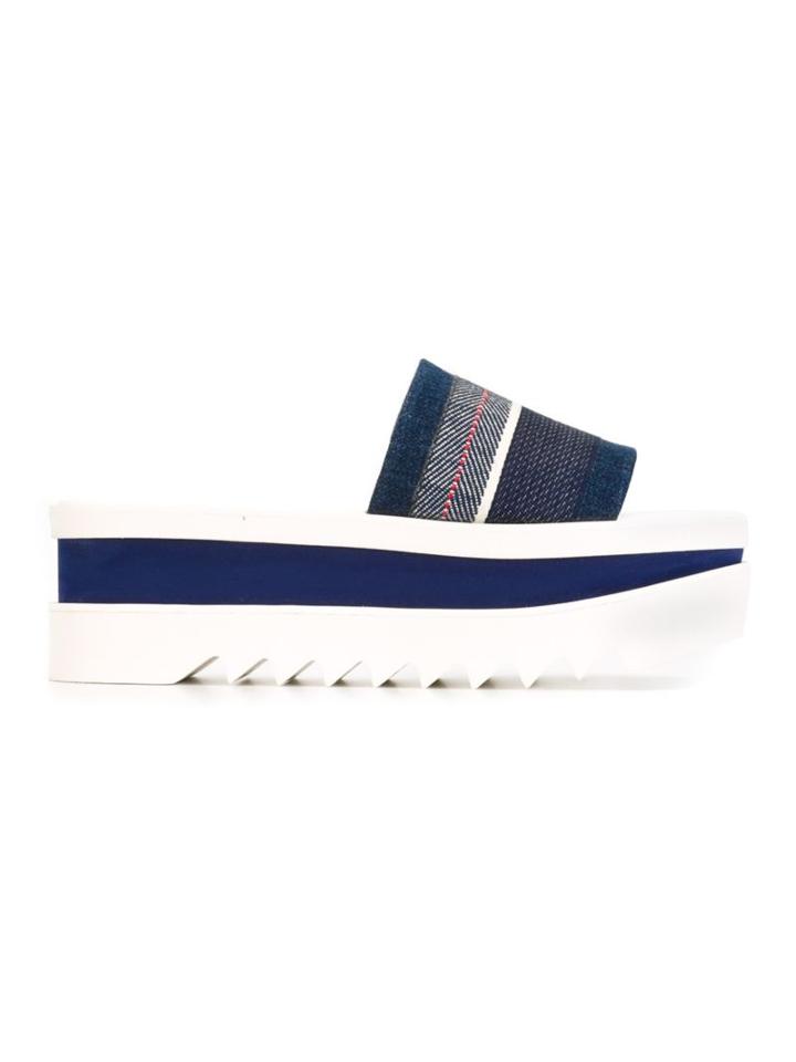 Stella Mccartney Denim Detail Sliders, Women's, Size: 39.5, Blue, Artificial Leather/rubber/cotton
