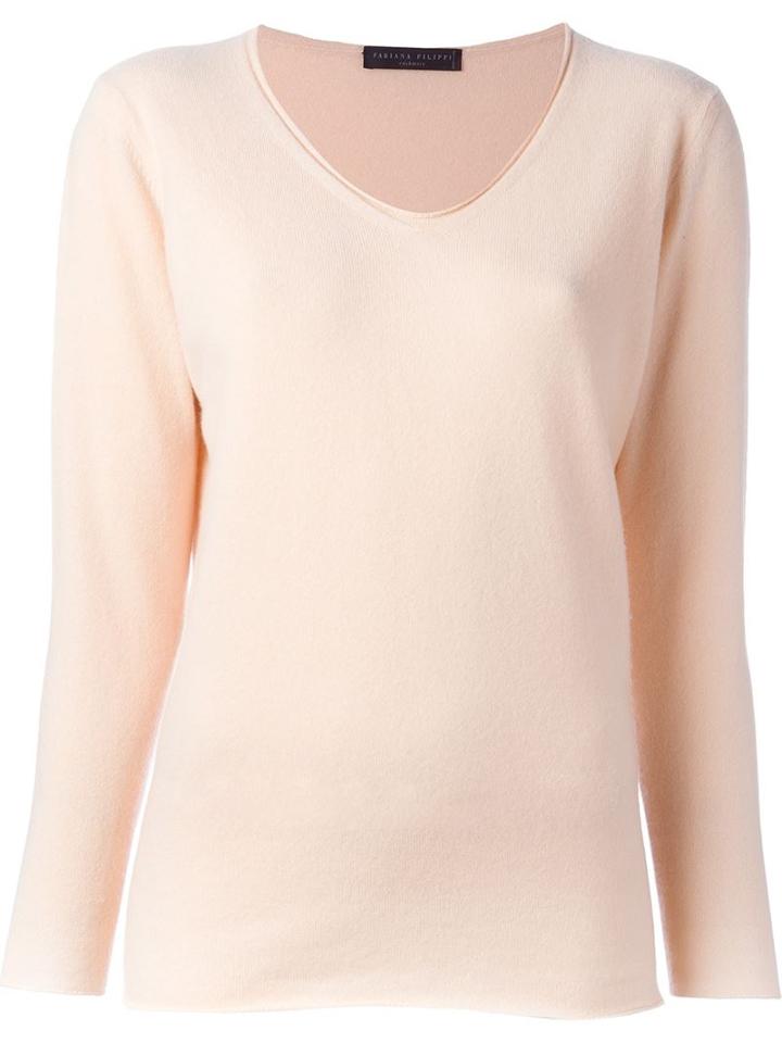 Fabiana Filippi V-neck Sweater, Women's, Size: 42, Pink/purple, Silk/cashmere