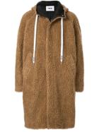 Msgm Concealed Shearling Coat - Brown