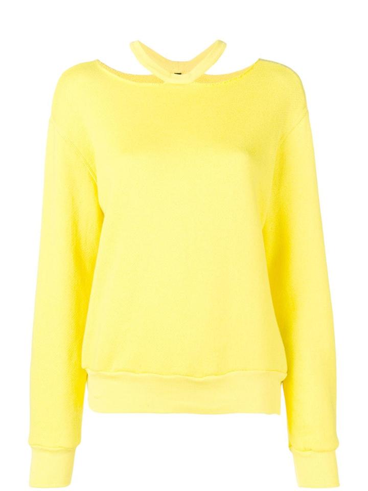 Unravel Project Ripped Detail Sweatshirts - Yellow