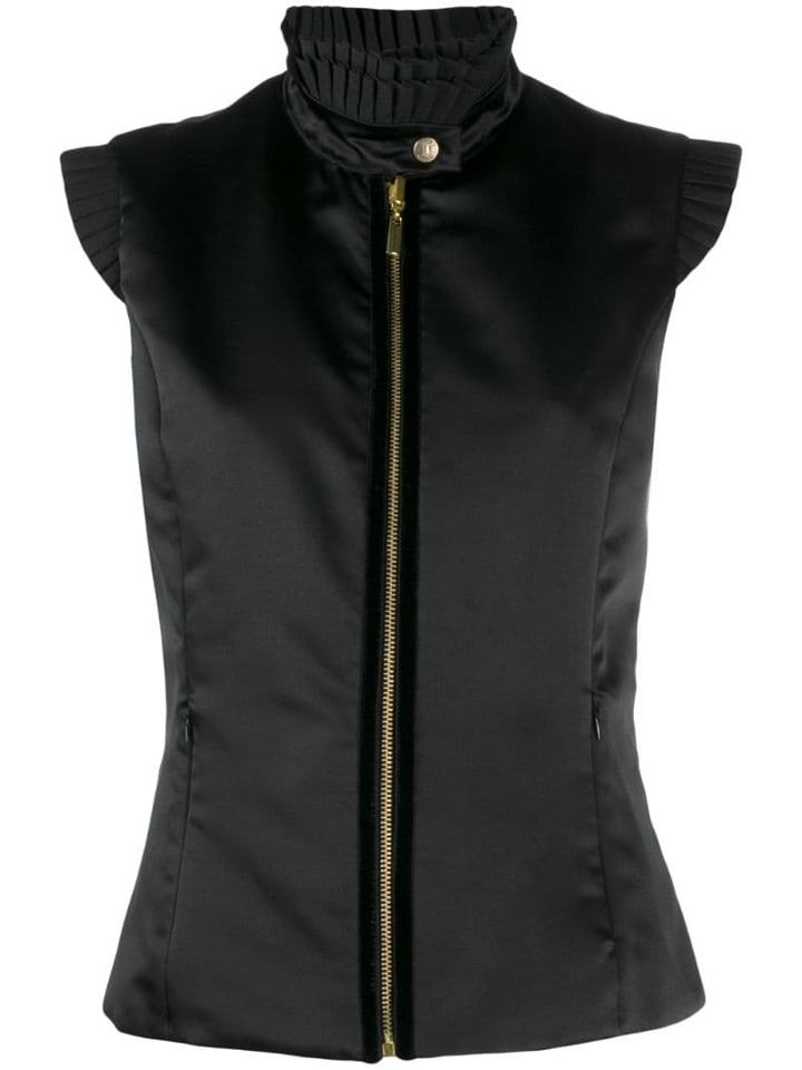 Just Cavalli Reversible Ruffle Trim Gilet - Black