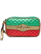 Gucci Red And Green Leather Metallic Quilted Purse