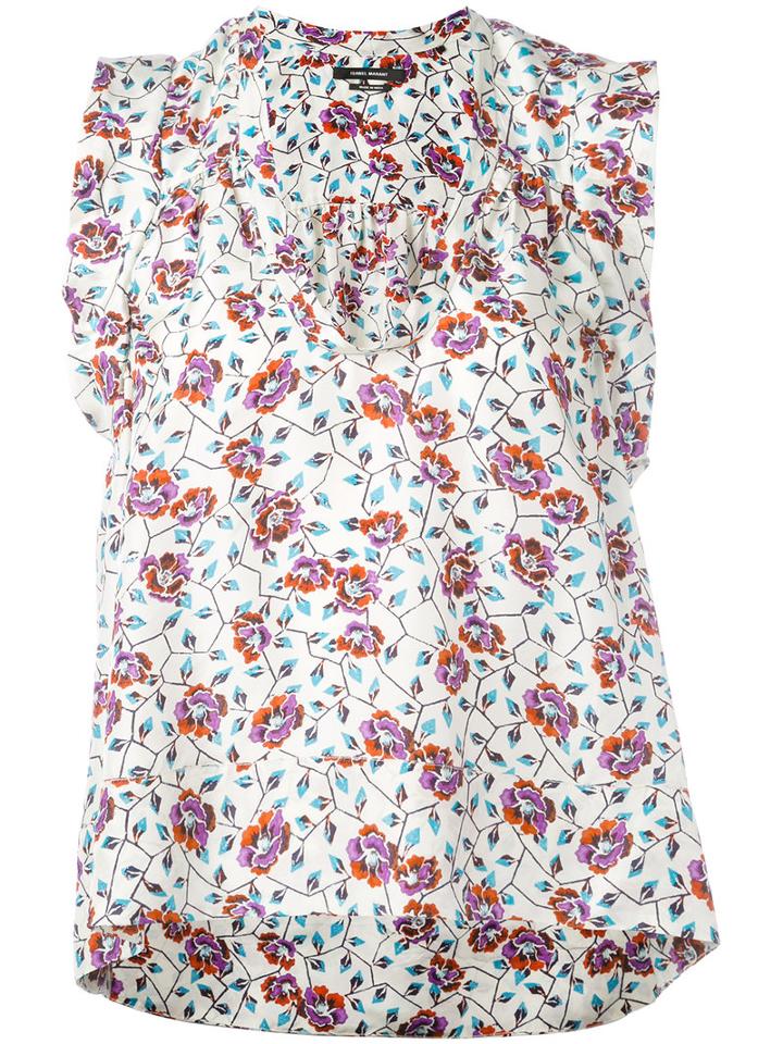 Isabel Marant - Floral-print Top - Women - Silk - 42, Blue, Silk