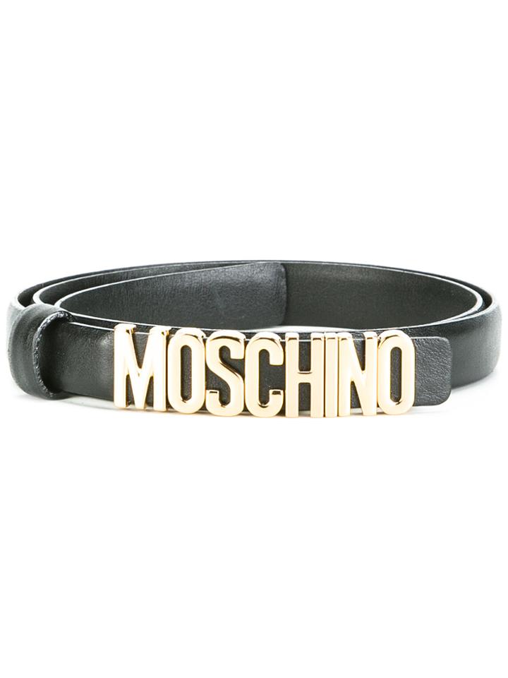 Moschino Slim Logo Belt - Black