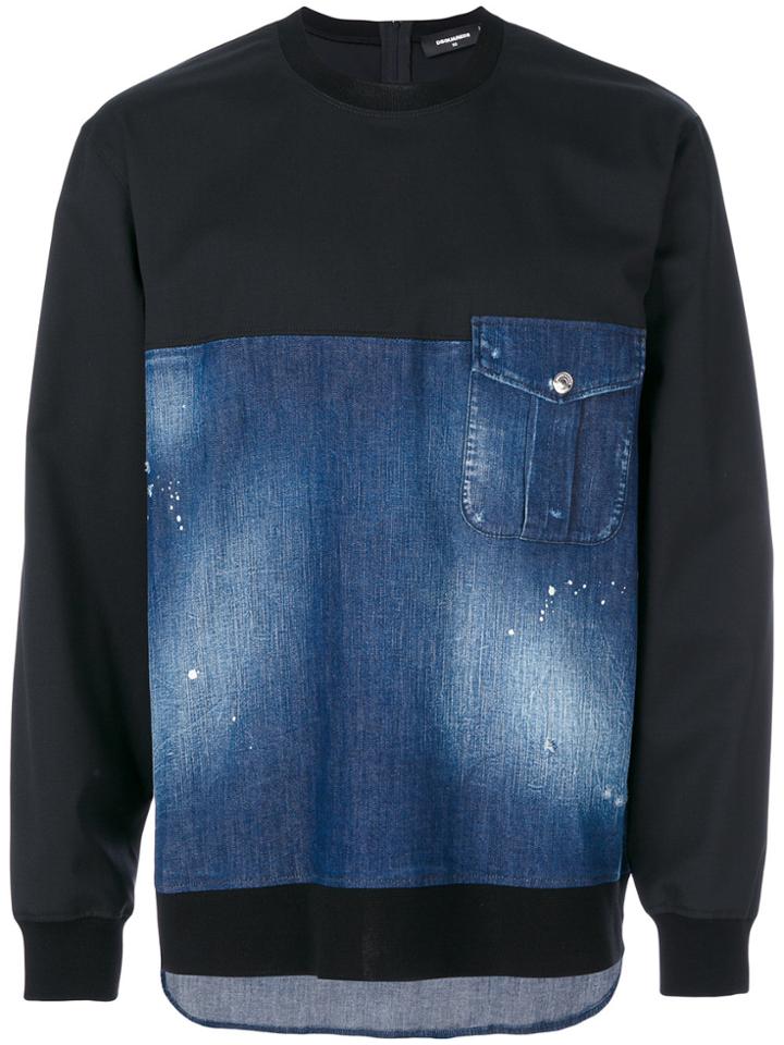 Dsquared2 Denim Panel Sweatshirt - Black