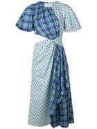 Prabal Gurung Plaid Flutter Sleeve Dress - Blue