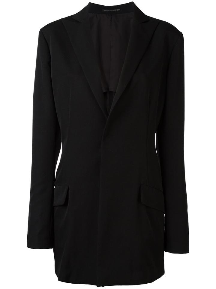 Yohji Yamamoto - Pointed Lapels Boxy Blazer - Women - Cupro/wool - 2, Black, Cupro/wool