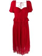 Self-portrait Lace Detailed Pleated Dress - Red