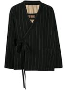 Uma Wang Pinstriped Wrap Jacket - Black