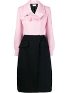 Alexander Mcqueen Bi-colour Asymmetric Fastening Coat - Black