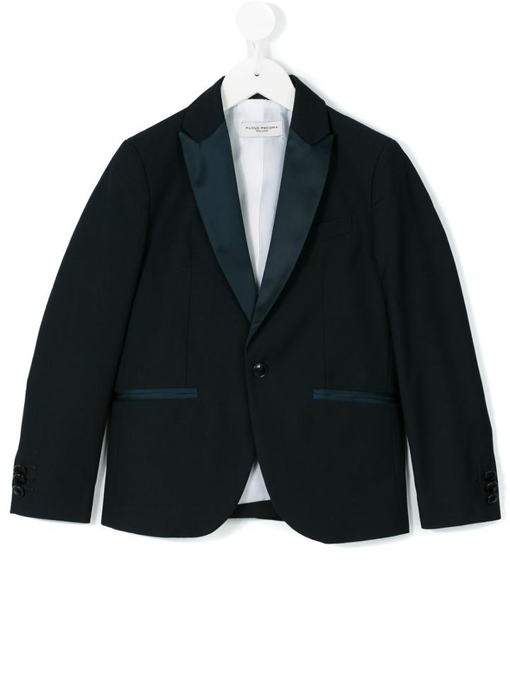 Paolo Pecora Kids - Satin Lapel Formal Blazer - Kids - Polyester/acetate/viscose - 8 Yrs, Blue