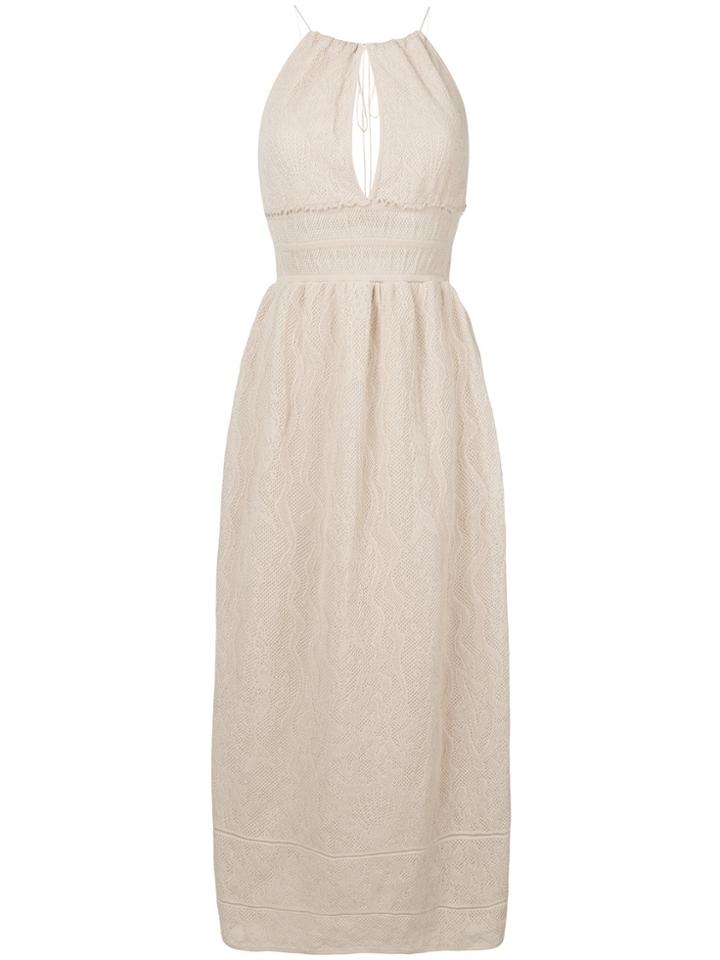 M Missoni Halterneck Long Knit Dress - Nude & Neutrals
