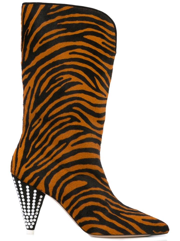 Attico Zebra Print Boots - Brown