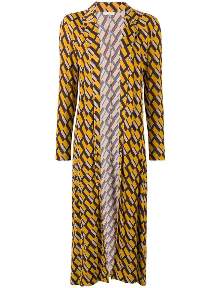 Siyu Geometric Print Duster Coat - Yellow