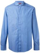 Barena Hidden Button Placket Shirt, Men's, Size: 46, Blue, Cotton