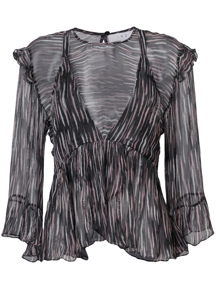 Iro Transparent Ruffle Top - Black