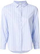 Aspesi Striped Cropped-sleeve Shirt - Blue