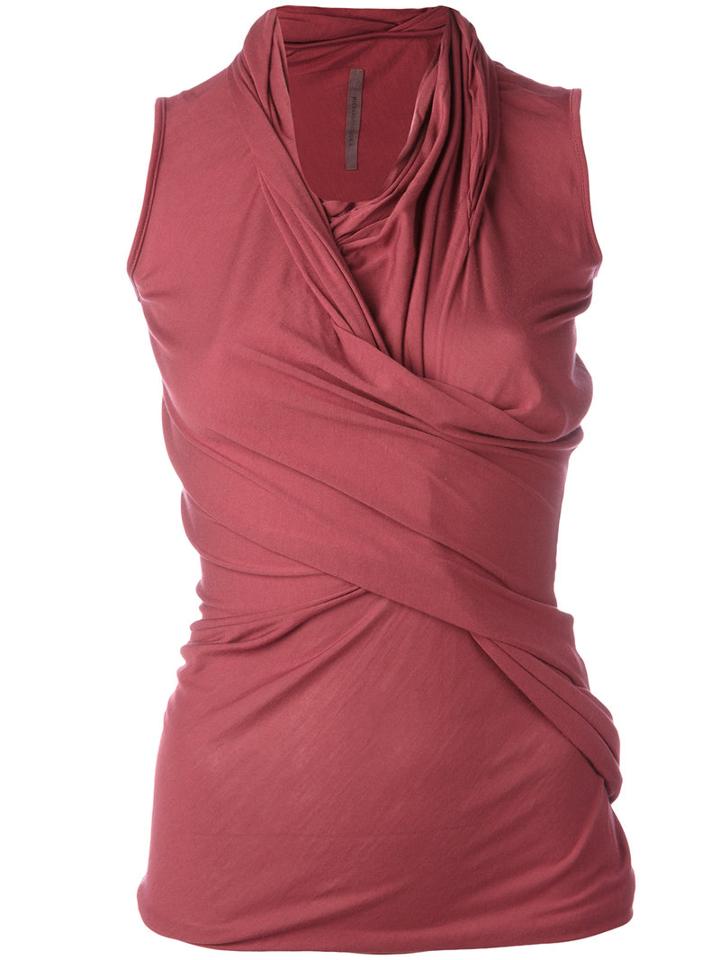 Rick Owens Lilies Draped Fitted Top, Women's, Size: 40, Red, Cotton/polyamide/viscose