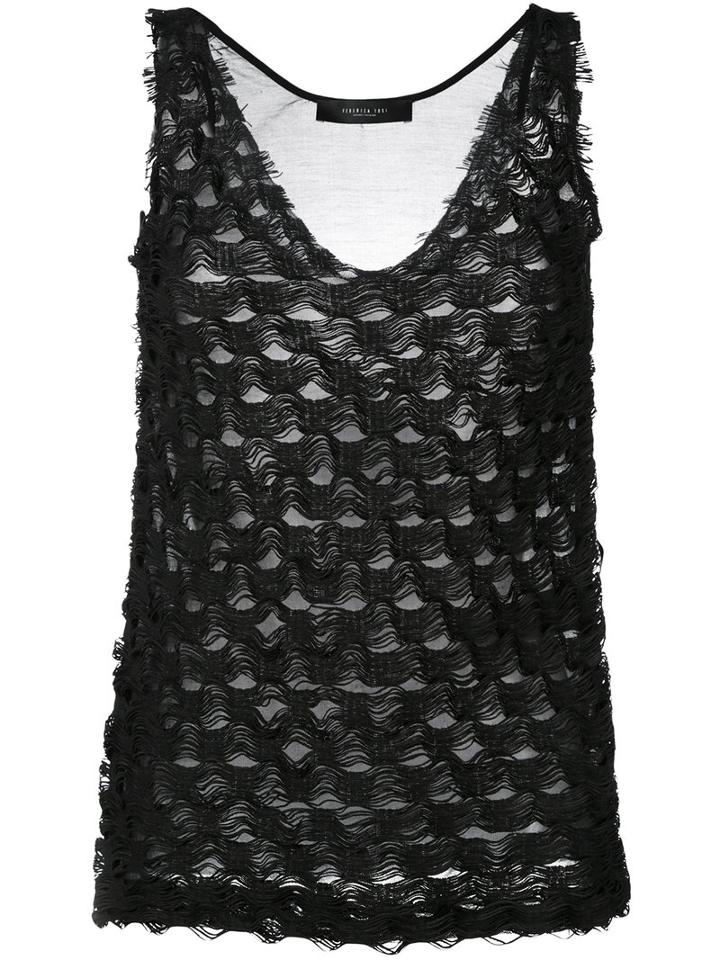 Federica Tosi - Textured Tank - Women - Silk/cotton - S, Black, Silk/cotton