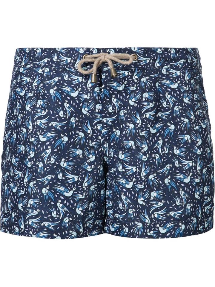 Thorsun Bird Print Board Shorts, Women's, Size: Xs, White, Polyester