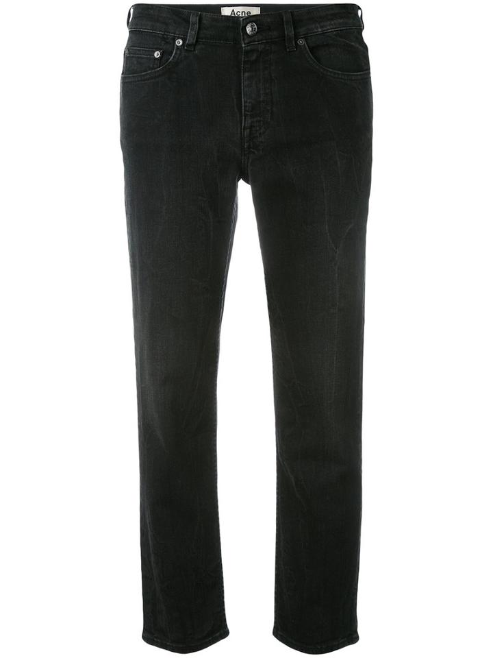 Acne Studios Tapered Cropped Jeans, Women's, Size: 27, Black, Cotton/spandex/elastane