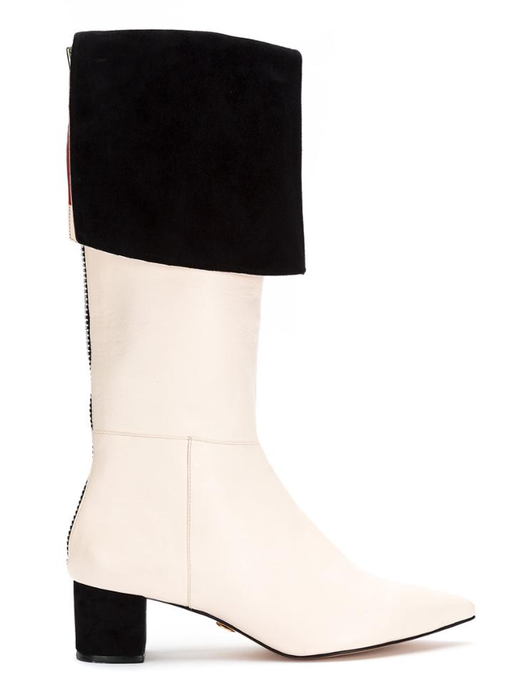 Andrea Bogosian Contrasting Foldover Boots - White