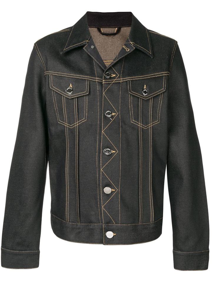 Les Hommes Stitch Detail Denim Jacket - Blue