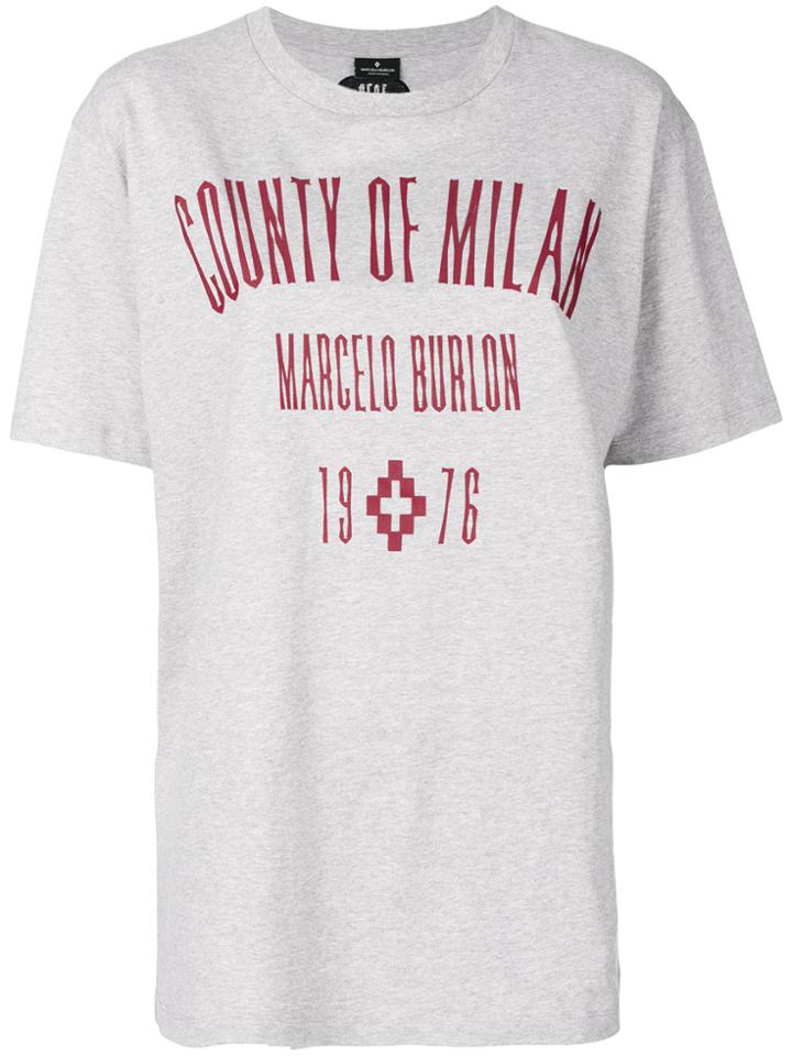 Marcelo Burlon County Of Milan Logo Embroidered T-shirt - Grey