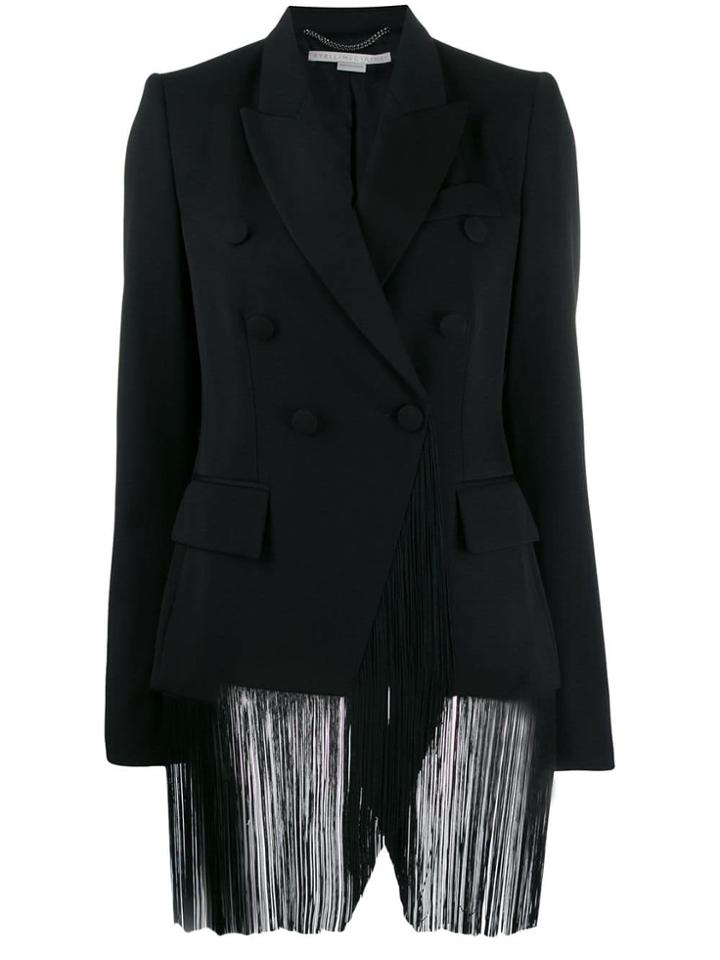 Stella Mccartney Fringed Apliqué Double-breasted Blazer - Black