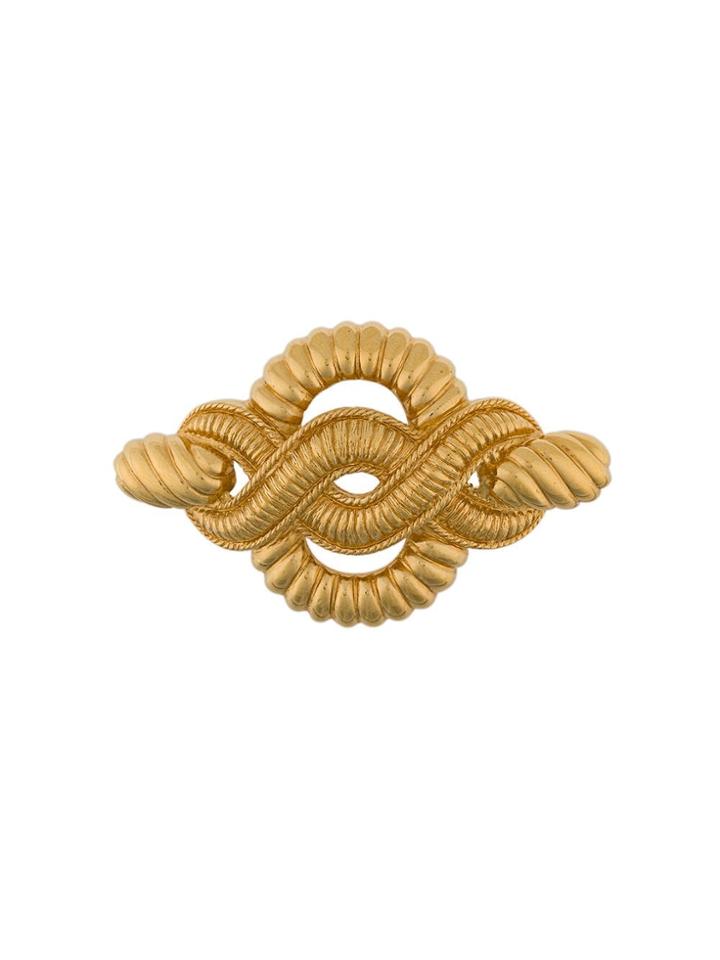 Christian Dior Vintage Rope Shaped Brooch - Gold