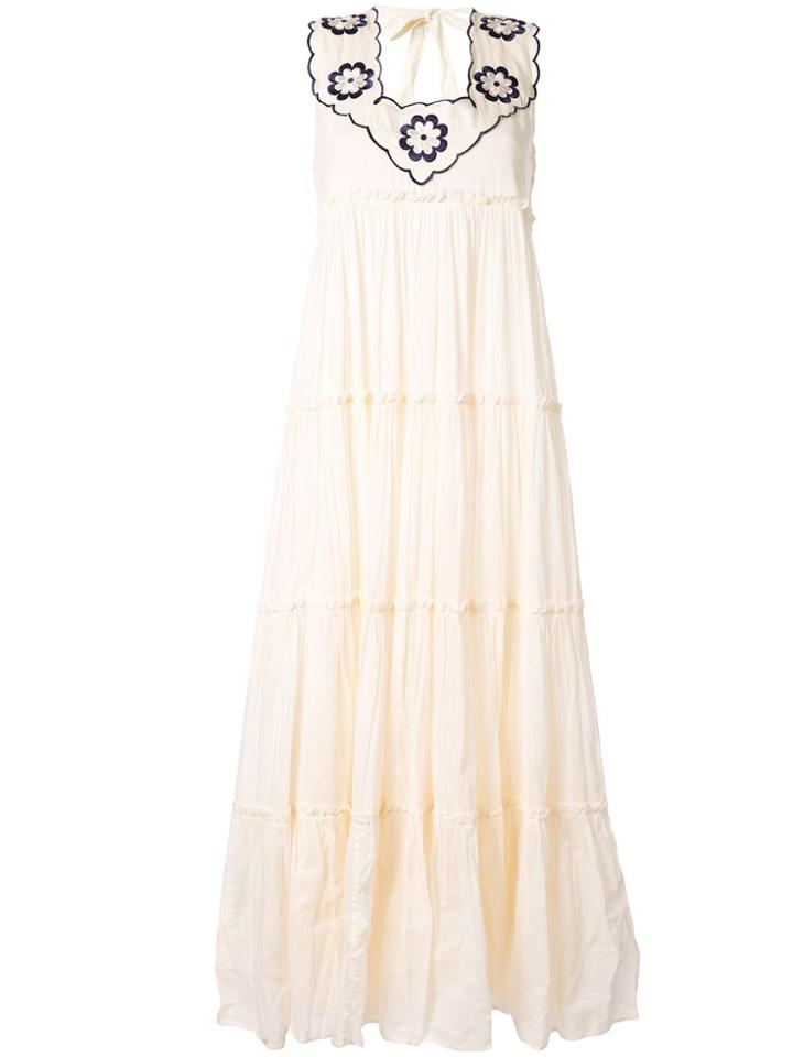 Innika Choo Ramie Big Frill Long Dress - White