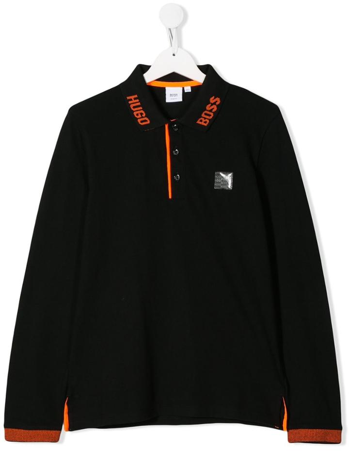 Boss Kids Teen Logo Collar Polo Shirt - Black