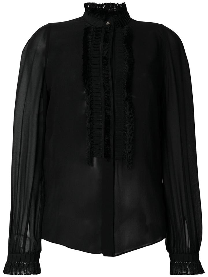 Roberto Cavalli Pleated Sheer Blouse - Black
