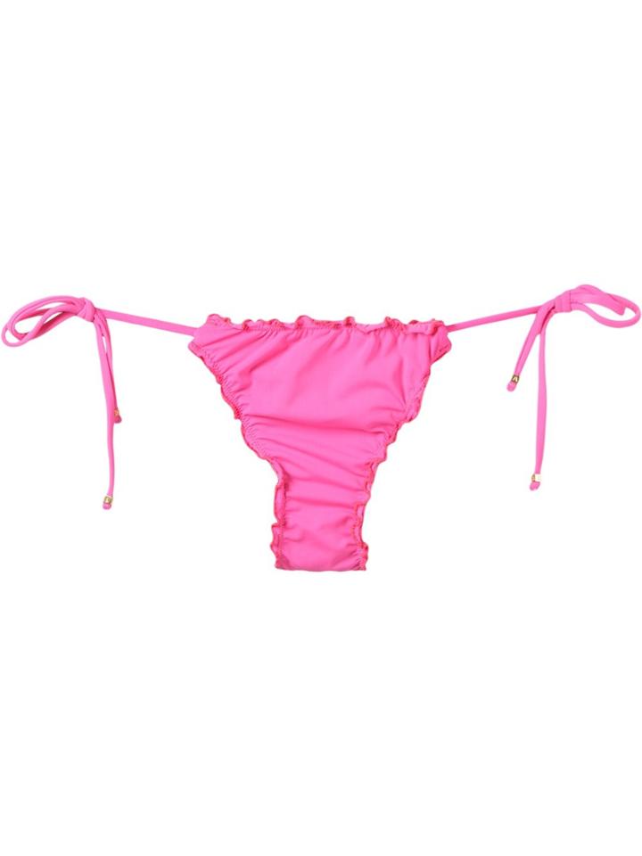 Amir Slama Ruffle Trim Bikini Bottom - Pink & Purple