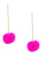 Tuleste Fur Drop Earrings - Pink & Purple