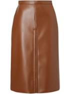 Burberry Box Pleat Detail Faux Leather Skirt - Brown