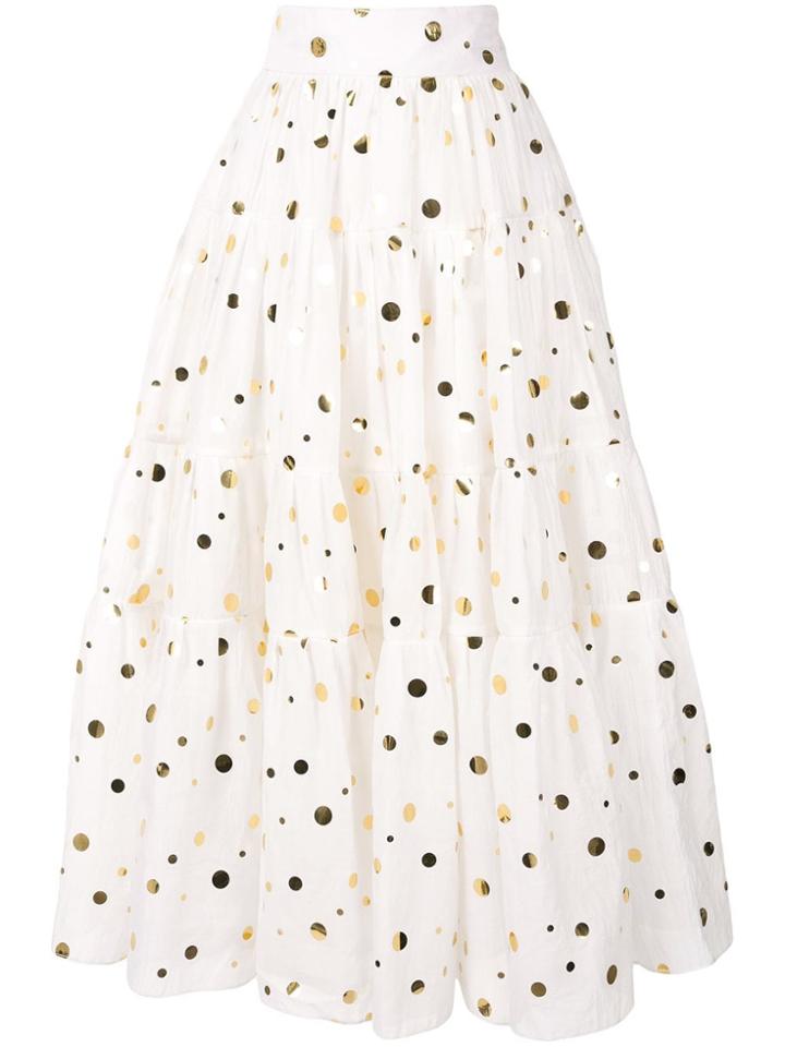 Bambah Polka Peasant Skirt - White