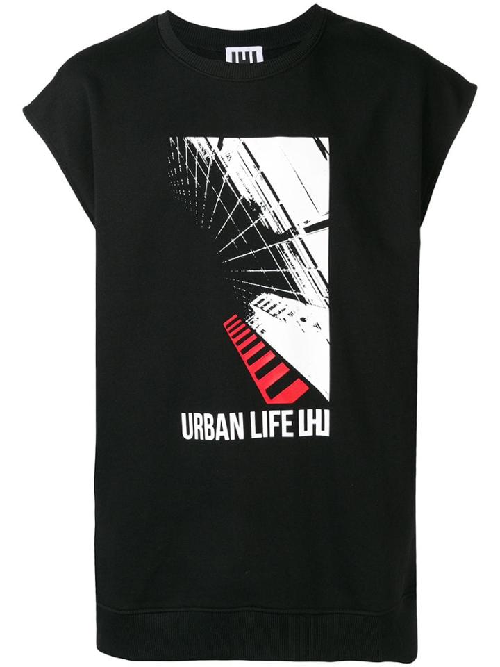 Les Hommes Urban Printed Tank Top - Black