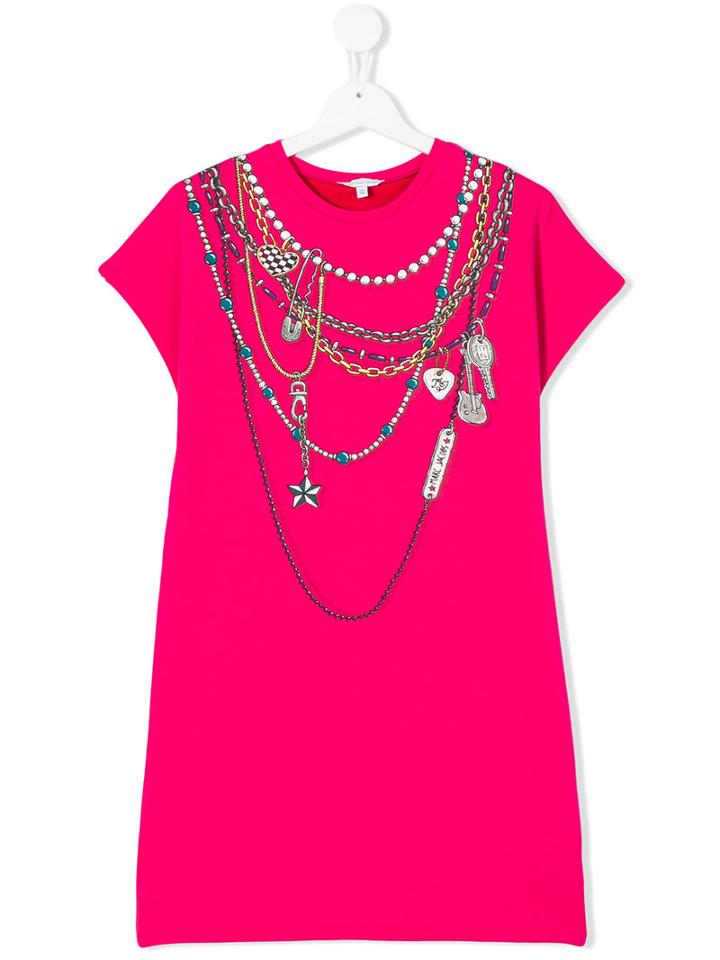 Little Marc Jacobs - Necklaces Print Dress - Kids - Cotton/spandex/elastane/viscose - 14 Yrs, Pink/purple