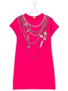 Little Marc Jacobs - Necklaces Print Dress - Kids - Cotton/spandex/elastane/viscose - 14 Yrs, Pink/purple