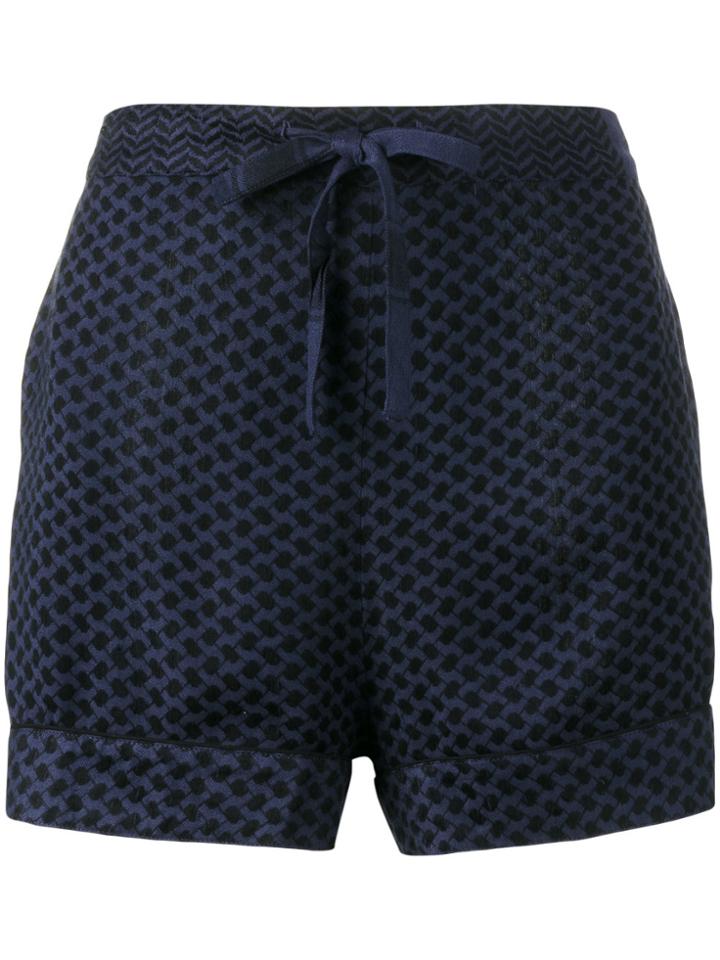 Cecilie Copenhagen Keffiyeh Print Short Shorts - Blue