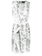 Salvatore Ferragamo - Striped Floral Print Dress - Women - Silk - 40, Women's, Red, Silk