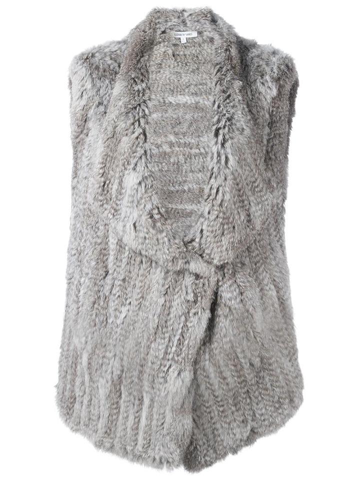 Elizabeth And James Wrap Detail Gilet, Women's, Size: Small, Grey, Rabbit Fur