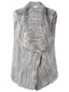 Elizabeth And James Wrap Detail Gilet, Women's, Size: Small, Grey, Rabbit Fur